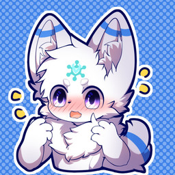 anthro big_eyes biped blush blush_lines cute_fangs fangs fur kemono male purple_eyes slim_anthro slim_male solo sticker teeth white_body white_fur hlg7777 canid canine fox mammal 1:1 2020 hi_res