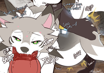 4_fingers ambiguous_gender ambiguous_penetrated bodily_fluids countershade_torso countershading cum cum_inflation cum_inside dialogue duo feral feral_on_feral feral_penetrated feral_penetrating feral_penetrating_feral fingers fur genital_fluids good_girl green_eyes grey_body grey_fur heart_eyes heart_symbol inflation male male/ambiguous male_feral male_on_feral male_penetrating male_penetrating_ambiguous penetration penis_in_mouth sex text lonewolffl nintendo pokemon lone_(lonewolffl) private_(twinkleroc) canid canine generation_4_pokemon generation_7_pokemon luxray lycanroc mammal midday_lycanroc pokemon_(species) 2025 digital_drawing_(artwork) digital_media_(artwork) english_text hi_res female_(lore)
