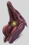 ball bodily_fluids drooling feral male mouth_shot object_vore open_mouth oral_vore pink_body pink_scales saliva saliva_string scales simple_background swallowing teeth tight_fit tongue tongue_out vore white_background hexadec metroid mythology nintendo ridley samus_aran dragon mythological_creature mythological_scalie scalie space_dragon_(metroid) space_pirate_(species) digital_media_(artwork) hi_res signature