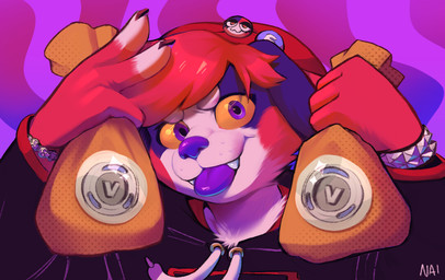 anthro fur looking_at_viewer male money money_bag pattern_background simple_background skull_accessory solo studs tongue tongue_out v-bucks sinv epic_games fortnite fortnite:_battle_royale meow_skulls svturndoggo bernese_mountain_dog canid canine canis domestic_dog mammal molosser mountain_dog swiss_mountain_dog hi_res