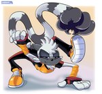 bodysuit clothing collared_shirt eyelashes female fingerless_gloves footwear fur gloves grey_body grey_fur half-closed_eyes handwear long_tail narrowed_eyes purple_eyes shirt shoes skinsuit smile smiling_at_viewer sneakers solo tail tight_clothing topwear gizmo01 idw_publishing sega sonic_the_hedgehog_(comics) sonic_the_hedgehog_(idw) sonic_the_hedgehog_(series) tangle_the_lemur lemur mammal primate strepsirrhine 2024 hi_res