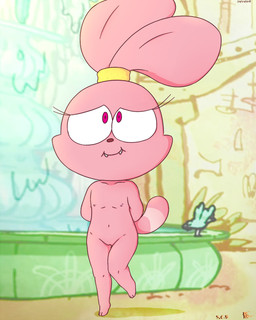anthro belly big_ears big_head biped dipstick_tail eyelashes fangs feet female female_anthro flat_chested fur furgonomics genitals hand_behind_back loli looking_at_viewer markings navel nipples nude nude_anthro nude_female on_one_leg outside pink_arms pink_belly pink_chest pink_ears pink_eyes pink_face pink_feet pink_head pink_legs pink_nipples pink_tail pink_tail_tip pink_vulva ring_(marking) ringed_tail round_nose screencap screencap_background shy small_feet smile solo standing striped_markings striped_tail stripes tail tail_markings teeth vulva white_sclera young young_anthro young_female superbinario cartoon_network chowder_(series) panini_(chowder) lagomorph mammal 4:5 colored digital_media_(artwork) full-length_portrait hi_res portrait shaded