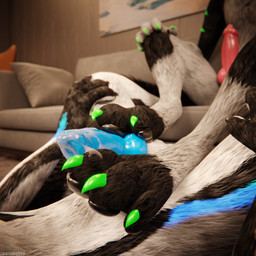 animal_genitalia animal_penis anthro anthro_on_anthro balls biped black_body black_clothing black_fur blue_body blue_fur bodily_fluids canine_genitalia canine_penis claws clothed clothing cum cum_dripping_from_penis cum_on_feet cum_on_penis depth_of_field dominant duo erection feet foot_fetish foot_play footjob fur furniture genital_fluids genitals green_body green_fur grey_body grey_fur hair hindpaw inside knot living_room lying lying_on_ground male male/male multicolored_body nude on_back on_ground on_sofa open_mouth orgasm paws penile penis penis_between_feet pink_penis purple_penis reflection sex sitting sitting_on_sofa slim slim_anthro slim_male slim_sub smile sofa submissive submissive_male tail white_body white_fur dragonplayer dragonplayer_(character) emberfolf canid canine canis fox hybrid jex mammal rexouium 1:1 3d_(artwork) absurd_res blender_(artwork) blender_cycles_(artwork) digital_media_(artwork) hi_res