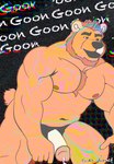 anthro body_hair chest_hair computer_screen genitals glitch gooning male muscular nipples nude overweight overweight_male penis solo tail text daddytwinkle bear mammal colorful_theme hi_res