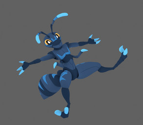 2_toes 3_fingers antennae_(anatomy) anthro arm_markings arthropod_abdomen biped black_eyes blue_body chest_markings comparison facial_markings feet fingers grey_background happy head_markings leg_markings looking_at_viewer male markings multicolored_antennae on_one_leg pupils raised_leg simple_background solo standing toes white_pupils yellow_sclera eekanant eek_(eekanant) ant arthropod hymenopteran insect 2025 3d_(artwork) digital_media_(artwork)