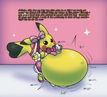 2024 accessory anthro belly big_belly black_eyes black_nose black_tail_tip bow_accessory bow_ribbon clothing colored cosplay_pikachu_(costume) dialogue digital_media_(artwork) dipstick_tail dress english_text fancy_blue female footwear generation_1_pokemon hair_accessory hair_bow hair_ribbon heart_tail hi_res huge_belly hyper hyper_belly hyper_pregnancy markings motion_lines nintendo pikachu pikachu_pop_star pink_background pink_bow pink_clothing pink_footwear pink_shoes pokemon pokemon_(species) pregnant pregnant_female red_cheeks ribbons shaded shoes simple_background solo sparkles sparkling_clothing tail tail_markings text unborn_kicking yellow_body yellow_tail
