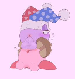 anus backsack balls big_balls biped black_eyes blush blush_lines bodily_fluids body_blush censor_bar censored_genitalia censored_vulva clothing drooling duo facesitting female female_on_bottom flying_sweatdrops fool's_hat fur genitals hat headgear headwear heart_symbol ineffective_censorship looking_at_another looking_at_partner looking_back looking_back_at_another looking_back_at_partner male male/female male_on_top obscured_eyes on_bottom on_top perineum pink_body pink_vulva puffy_anus purple_anus purple_background purple_balls purple_body purple_eyelids purple_fur purple_perineum red_body saliva saliva_on_tongue simple_background sitting sitting_on_another sweat sweatdrop these_aren't_my_glasses three-quarter_view tongue tongue_out vulva vulva_blush ariarik_o0 kirby_(series) nintendo kirby marx_(kirby) waddling_head 2023 censored digital_drawing_(artwork) digital_media_(artwork) english_description hi_res