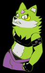 angry anthro armwear belt bulge clothing crop_top fluffy fluffy_chest growling gynomorph intersex leather leather_clothing leather_topwear looking_at_viewer midriff multicolored_body shirt solo topwear two_tone_body underwear waistband garmore bandai_namco digimon tempest_(garmore) canid canine canis digimon_(species) loogamon mammal wolf alpha_channel hi_res trans_(lore) trans_woman_(lore)
