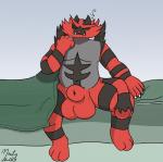 animal_genitalia anthro balls bed belly big_balls black_body black_fur claws fur furniture genitals huge_balls hungover hyper hyper_balls hyper_genitalia male muscular muscular_anthro muscular_male nude on_bed red_body red_fur sheath simple_background slightly_chubby solo thick_thighs baron_montesque nintendo pokemon felid feline generation_7_pokemon incineroar mammal pokemon_(species) 2019 absurd_res digital_media_(artwork) hi_res