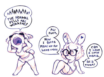 anthro chibi dialogue eyewear female glasses hair heart_symbol long_ears open_mouth profanity short_hair simple_background solo speech_bubble tail teeth text tongue uvula yelling bestfriendforever besty_(character) lagomorph leporid mammal rabbit digital_media_(artwork) english_text hi_res monochrome nonbinary_(lore)