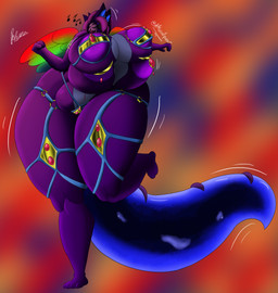 anthro big_breasts big_tail breasts female fluffy holidays huge_breasts multi_breast multi_ear multi_eye slime solo tail tentacles thick_thighs wide_hips project_alex carnival_(holiday) abissal absurd_res hi_res