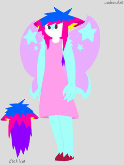 ambiguous_gender blue_body blue_fur blue_hair claws clothing dress fur grey_background hair hooves insect_wings multicolored_hair pink_hair purple_hair redesign simple_background solo text white_body wings yellow_ear_fluff conditional_dnp funnyfaemeat enchantry fairy humanoid mammal 2025 3:4 digital_drawing_(artwork) digital_media_(artwork) english_text lineless model_sheet pixel_(artwork) signature nonbinary_(lore)