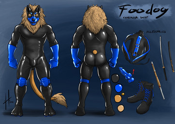 animal_dildo animal_sex_toy anthro black_boots black_clothing black_footwear black_latex black_mask blue_clothing blue_dildo blue_gloves blue_handwear blue_mask bodysuit boots bulge canine_dildo clothed clothing dildo footwear front_view fur gloves handwear katana latex latex_bodysuit latex_clothing latex_skinsuit looking_at_viewer male male_anthro mane mask melee_weapon orange_body orange_eyes orange_fur rear_view sex_toy shoes skinsuit solo standing sword tail tail_tuft tan_mane tight_clothing tuft weapon wearing_mask hufnaar felid lion mammal pantherine 2018 dated model_sheet
