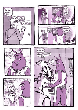 annoyed anthro apartment appliance apron bottomless butt clothed clothing cooking dialogue door duo embarrassed eyewear fire fire_extinguisher fully_clothed glasses inside kitchen kitchen_appliance male oven partially_clothed romantic romantic_couple satchel shirt suit text topwear illuminaticrew ambiguous_species arthropod insect lepidopteran mammal moth 2016 comic english_text hi_res