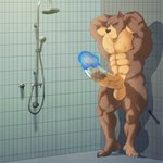 anthro balls big_penis biped brown_body genitals huge_penis hyper hyper_genitalia hyper_penis male muscular muscular_anthro muscular_male nude penis shower solo standing sikkamore228 canid canine canis domestic_dog goo_creature mammal symbiote 1:1 absurd_res digital_media_(artwork) full-length_portrait hi_res portrait