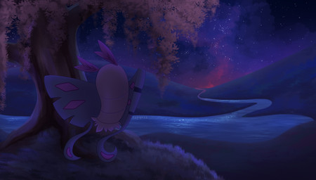 ambiguous_gender antennae_(anatomy) detailed_background feral flying grass insect_wings lepidopteran_wings night outside plant river sky solo star starry_sky tree wings ezpups arthropod insect lepidopteran moth hi_res