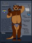 anthro beard blush bowl brown_body brown_fur container facial_hair flag fur grey_body grey_fur hetero_pride_colors jock lgbt_pride male newspaper pride_colors rainbow_pride_colors solo straight_ally_colors text wave lewd_latte mammal mustelid otter absurd_res english_text hi_res model_sheet