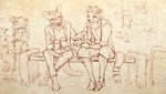 anthro duo male lostspotschee losty nomax_(character) african_wild_dog canid canine cheetah felid feline mammal hi_res