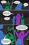 anthro armor bovid caprine clothing comic deltarune dialogue english_text eyewear female floppy_ears fur glasses goat group hair hair_over_eyes hat headgear headwear horn human humanoid kris_(deltarune) lynxgriffin male mammal pawpads ralsei reptile scalie scarf shocked simple_background speech_bubble susie_(deltarune) text undertale_(series)