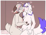 anthro big_breasts breasts duo female hair hypnosis hypnotic_eyes making_out mind_control nipples nude open_mouth simple_background tail box_of_floof bovid caprine goat mammal sheep 4:3 digital_media_(artwork)