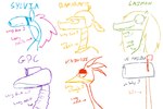 anthro armor blonde_hair chart eyelashes female feral group hair headgear helmet lips long_face long_neck machine mailbox reins text the_weaver banjo-kazooie cartoon_network disney mao_mao:_heroes_of_pure_heart monstro_village rareware wander_over_yonder caimon gypsy_(mst3k) kazooie ramaraffe sylvia_(wander_over_yonder) alligator alligatorid avian bird breegull crocodilian giraffe giraffid mammal reptile robot scalie zbornak 3:2