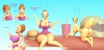 all_fours antennae_(anatomy) antennae_growth beverage big_breasts big_butt breasts brown_hair burger butt clothed clothed_to_nude clothing clothing_loss compound_eyes dialogue exclamation_point female feral food furniture gradient_background green_eyes growth hair holding_burger holding_food holding_object mouthless nude partially_clothed shrinking simple_background size_transformation solo species_transformation surprise table tail tail_growth text transformation transformation_by_substance transformation_mechanism transformation_sequence transformation_through_food verbal_reaction_to_tf bendzz get_stickbugged_lol arthropod human insect mammal phasmid absurd_res colored digital_media_(artwork) english_text hi_res sequence shaded