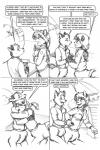 blush breasts clothed clothing dialogue duo female fur hair hug male male/female text whiskers kacey chakona_space garrek goldfur canid canid_taur canine canine_taur chakat felid felid_taur fox fox_taur mammal mammal_taur taur comic english_text monochrome herm_(lore)