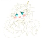 anthro blush female kemono open_mouth open_smile smile solo young deaic canid canine fox mammal sketch spot_color unfinished