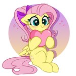 blue_eyes blush cutie_mark daww ears_down eyelashes female feral hair heart_font heart_symbol hearts_around_head holding_heart holding_object inner_ear_fluff long_tail pink_hair pivoted_ears ponytail short_snout sitting smile snout solo tail tuft wings yellow_body kittyrosie friendship_is_magic hasbro my_little_pony mythology fluttershy_(mlp) equid equine mammal mythological_creature mythological_equine pegasus absurd_res hi_res signature