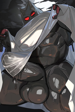 abs anthro balls barazoku bedsheet_ghost big_balls big_penis black_cum black_liquid bodily_fluids bottomless clothed clothing cloud cloudy_sky colored_cum covered_face cum genital_fluids genital_focus genitals ghost_costume huge_penis humanoid_genitalia humanoid_penis latex latex_clothing latex_skinsuit liquid_latex looking_at_viewer looking_down looking_down_at_viewer low-angle_view male moon muscular muscular_male pecs penis penis_focus penis_through_clothing pointy_ears red_eyes saggy_balls skinsuit sky solo standing tight_clothing unusual_bodily_fluids unusual_cum unusual_genital_fluids vein veiny_penis uriex ambiguous_species latex_creature 2:3 hi_res