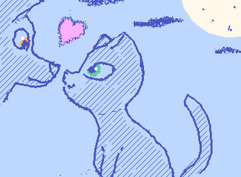 cloud duo eye_contact feral green_eyes heart_symbol looking_at_another moon night nose_to_nose orange_eyes outside quadruped side_view unknown_artist bolt_(film) disney bolt_(bolt) mittens_(bolt) domestic_cat felid feline felis mammal animated blue_theme digital_drawing_(artwork) digital_media_(artwork) low_res restricted_palette spot_color
