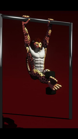 abs anthro biceps black_bars bottomwear bulge clothed clothing dumbbell exercise fur male multicolored_body multicolored_fur muscular muscular_anthro muscular_male pecs pull-up_(exercise) solo spots thick_thighs topless two_tone_body two_tone_fur underwear weightlifting weights workout f-euphrates euphrates cheetah felid feline hybrid mammal 3d_(artwork) 3d_animation 9:16 animated digital_media_(artwork) hi_res letterbox no_sound short_playtime video