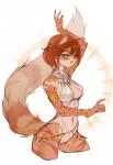 5_fingers anthro brown_hair clothed clothing female fingers hair navel solo standing tail kardie malina_(athiesh) domestic_cat felid feline felis mammal 2019 digital_media_(artwork) hi_res