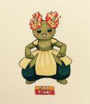 2017 alternate_color alternate_species ambiguous_gender beady_eyes bellossom biped black_eyes blush blush_stickers crouching english_text fakemon featureless_feet featureless_hands feet fire firefightdex front_view full-length_portrait fusion generation_2_pokemon generation_3_pokemon green_body hands_on_hips hariyama hatching_(art) hi_res humanoid hybrid marco_fanjul marker_(artwork) mixed_media multicolored_body nintendo not_furry open_mouth open_smile pen_(artwork) pink_tongue pokemon pokemon_(species) pokemon_fusion portrait pseudo_clothing shaded shadow simple_background smile smoke solo standing sumo text thick_thighs tongue toony traditional_media_(artwork) two_tone_body vent white_background yellow_body