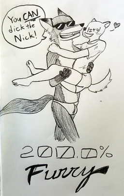 anthro barefoot bottomwear bulge clothed clothing dialogue dirty_talk duo eyewear feet fur happy heart_symbol humor larger_male love male male/male naughty_face profanity seductive shirt shorts size_difference skimpy smaller_male smile smug speedo suggestive sunglasses swimwear teeth text toes topless topwear thebarabandit disney zootopia anon nick_wilde canid canine fox mammal red_fox true_fox 2016 english_text hi_res meme monochrome sketch traditional_media_(artwork)