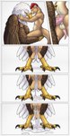 anal anal_penetration anthro balls bodily_fluids cum dangling_legs duo excessive_cum excessive_genital_fluids eyes_closed genital_fluids genitals male male/male penetration penis size_difference smile tapering_penis fridaflame accipitrid accipitriform avian bird eagle mammal mustelid otter absurd_res comic hi_res