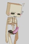 ambiguous_gender blush bodily_fluids bone confusion flying_sweatdrops genitals not_furry penis question_mark sex_toy skeleton strapon sweat sweatdrop gabbersystem microsoft minecraft mojang xbox_game_studios animated_skeleton humanoid skeleton_(minecraft) undead
