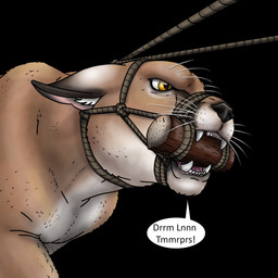 bdsm bit_gag bondage bound captured face_focus feral feral_bondage gag gagged muzzle_(object) muzzled restraints rope rope_bondage solo trapped raptorroper tovu cougar felid feline mammal 1:1 digital_drawing_(artwork) digital_media_(artwork) hi_res