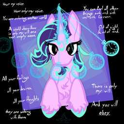 clock dialogue feral horn hypnosis hypnotic_eyes looking_at_viewer magic_user male mane mind_control pink_body pocketwatch purple_mane quadruped solo spiral spiral_eyes spiral_pupils talking_to_viewer telekinesis watch captainzigo friendship_is_magic hasbro my_little_pony mythology starlight_glimmer_(mlp) equid equine mammal mythological_creature mythological_equine unicorn 1:1 2026 absurd_res hi_res trans_(lore) trans_man_(lore)
