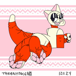 arm_warmers armwear big_butt blinking butt claws clothing collar feet foot_focus fur furgonomics legwear looking_at_viewer looking_back lying pawpads solo tail tail_clothing tail_sleeve thigh_highs white_body white_fur wrinkled_feet wrinkles theenyface rain_world videocult slugcat 1:1 animated digital_media_(artwork) loop