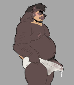 anthro beard belly big_muscles big_pecs blush bodily_fluids briefs briefs_only clothed clothing clothing_pull erection erection_under_clothing facial_hair genital_fluids genitals hair half-closed_eyes humanoid_genitalia humanoid_penis looking_down looking_down_at_genitalia looking_down_at_penis male muscular narrowed_eyes overweight overweight_male pecs penis precum precum_in_clothing precum_in_underwear precum_through_clothing precum_through_underwear pubes pulling_up_underwear side_view solo tenting tighty_whities topless underwear underwear_only underwear_pull wet wet_clothing wet_underwear white_briefs white_clothing white_underwear boar_on_board uku bear mammal short-faced_bear spectacled_bear 2025 colored_sketch hi_res portrait sketch three-quarter_portrait