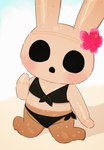 anthro bikini chibi clothing empty_eyes featureless_feet featureless_hands feet female flat_chested flower kneeling open_mouth plant solo swimwear two-piece_swimsuit moichi_(pixiv) animal_crossing nintendo coco_(animal_crossing) gyroid lagomorph leporid mammal rabbit hi_res