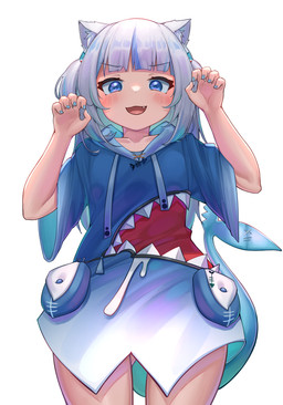 alternate_species bite_mark bite_taken blue_eyes blush clothed clothing cute_fangs fangs female fin fur hair inner_ear_fluff long_hair looking_at_viewer notched_fin notched_tail open_mouth paw_pose pigtails pose scar shark_tail sharp_teeth short_pigtails solo surgical_suture tail tail_scar teeth tuft white_body white_fur white_hair deaver hololive hololive_en vtuber gawr_gura animal_humanoid aquatic aquatic_humanoid fish fish_humanoid humanoid hybrid shark_humanoid digital_media_(artwork) hi_res portrait shaded three-quarter_portrait