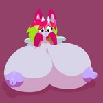 anthro antlers areola big_breasts breasts female horn huge_breasts hyper hyper_breasts nipples nude simple_background solo wings starrydraco strawberri_(starrydraco) 1:1 digital_media_(artwork) hi_res