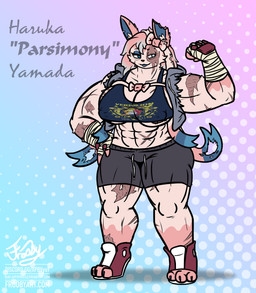 abs anthro anthrofied areola areola_slip arm_scar bottomwear bow_ribbon chest_scar clothed clothing eyeshadow facial_scar female flexing flexing_bicep flexing_muscles footwear greying_hair hand_wraps hoodie leg_scar lipstick makeup muscular muscular_anthro nipple_outline pink_body ribbons ribbons_(anatomy) scar shirt shoes shorts simple_background sleeveless_clothing solo tank_top toeless_footwear toeless_shoes topwear torn_ear wraps frooby nintendo pokemon parsimony eeveelution generation_6_pokemon pokemon_(species) sylveon absurd_res hi_res signature