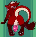 anthro balls bodily_fluids genital_fluids genitals horn knot male pawpads paws penis precum solo tail thick_tail zappydoesart mythology brulee_(y11) dragon mythological_creature mythological_scalie scalie absurd_res hi_res