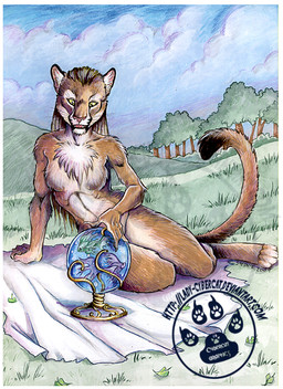 anthro chest_tuft female fur globe magic_user nude pose scryer solo tail tuft cybercat aquatic cougar felid feline fish mammal 2007