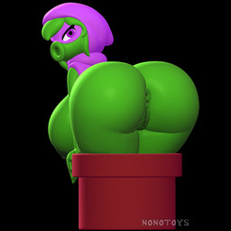 3d_print anthro anus big_breasts big_butt breasts butt clothing female genitals green_body looking_back open_mouth plant pose puffy_anus purple_clothing purple_eyes scarf simple_background siphon_(anatomy) solo vulva nonotoys electronic_arts plants_vs._zombies plants_vs._zombies_heroes popcap_games green_shadow elemental_creature flora_fauna peashooter_(pvz) 1:1 2026 3d_(artwork) digital_media_(artwork) pinup