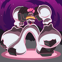 1_eye ambiguous_gender detailed_background grey_body outside pink_clouds purple_sky sky solo standing star nolemgren nintendo pokemon elemental_creature generation_8_pokemon gigantamax_melmetal gigantamax_pokemon humanoid metal_creature mineral_fauna pokemon_(species) 1:1 2020 absurd_res cel_shading digital_drawing_(artwork) digital_media_(artwork) hi_res shaded