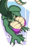 anthro big_breasts bikini blue_eyes breasts clothed clothing female huge_breasts looking_at_viewer non-mammal_breasts skimpy solo swimwear thick_thighs tight_clothing two-piece_swimsuit sikafox alligator alligatorid crocodilian reptile scalie 2009